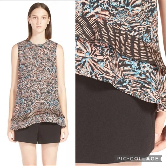 PROENZA SCHOULER Floral Sleeveless Silk Blouse - Picture 1 of 9